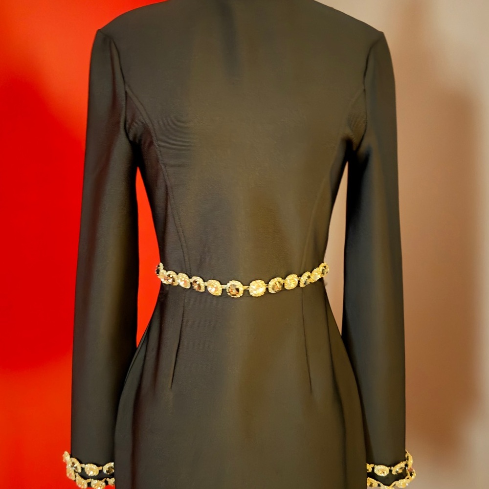 Elegant Black Dress with Rhinestone Accents